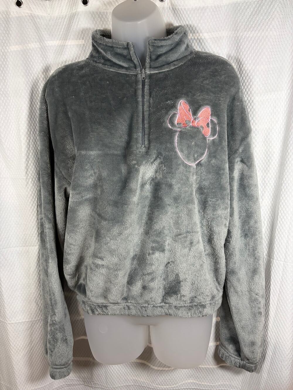 Mickey and Friends Grey fleece 1/4 zip Minnie Mouse EUC